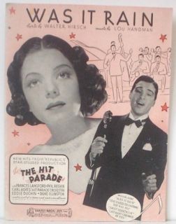 1937 The Hit Parade Sheet Was It Rain Frances Langford