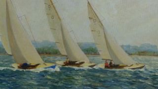 WILLIAM FRANCIS BURTON 1907 1995 YACHTS RACING,SIGNED AND DATED 1962