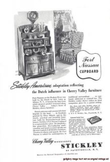 1954 Stickley American Furniture Fort Nassau Cupboard Vintage Print Ad