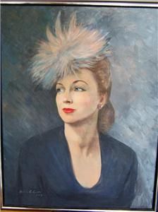 Joan Fontaine Vintage Oil Painting Art Collectible Canvas Signed