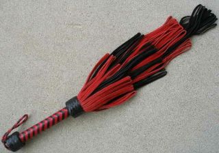 Heavy Leather Flogger Whip Black Red 142 Tail Sale