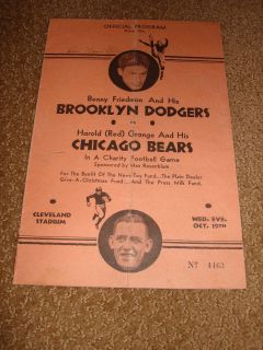 1932 Chicago Bears vs Brooklyn Dodgers Football Program