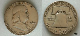 1952 s Silver Ben Franklin Half Dollar M11