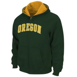 Oregon Ducks Green Tackle Twill Full Zip Hooded Sweatshirt