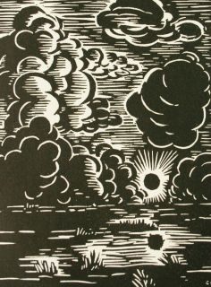 FRANS MASEREEL Sunset woodcut signed in the block GET 4 FOR THE PRICE