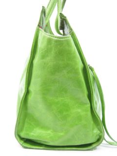 Michelle Frantz Hand Maid Green Leather Satchel Handbag
