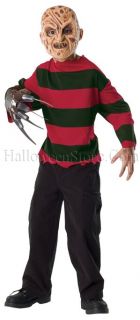 Freddy Kreuger Child Costume includes Red and Green Striped Shirt and