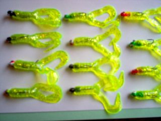Fishing Tackle bait 2 TWINTAIL WORMS LURE GRUB JIG A JO WORM WALLEYE