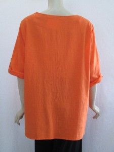 Susan Graver 1x Gauze Tunic Top with Beaded Embellishments Clementine