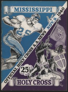 1940 Mississippi vs Holy Cross Football Game Program