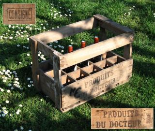 Vintage French Wine Bottle Crate 15 bottles Wood Stamped Produits du
