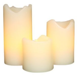 Flameless Candles Candle 3 PC Piece Set Battery Operated Wax Ivory New