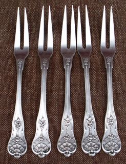 Set of 5 Snail or Cocktail Forks Silverplate Berthelier France 1880