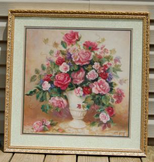 HOME INTERIORS ROSES PICTURE signed by Artist DI GIACOMO HOMCO