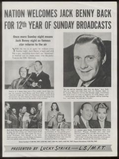 1945 Jack Benny Fred Allen Case Photos Lucky Strike Ad