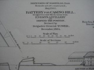 Civil War Map Nashville Chattanooga Rebel Fort Plans