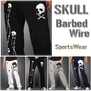 Skull Barbed Wire Sportswear Pants Punk Fort Rock