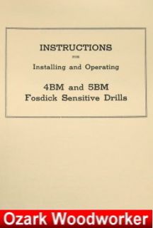 FOSDICK 4BM 5BM Sensitve Drill Press Part Manual