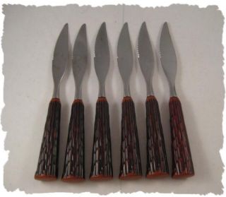 Fleetwood Designer Stainless Steak Knives 6 Horn Handle
