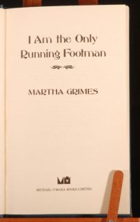 1986 I Am The Only Running Footman Martha Grimes 1st Ed