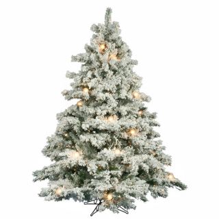 Vickerman Flocked Alaskan 6 5 Artificial Christmas Tree with Clear