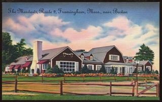 Framingham MA Vintage Postcard The Meadows Restaurant