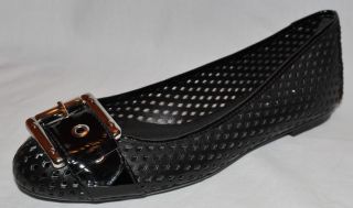 FRENCH SOLE FS NY Waffle Black Leather Ballet Flats w Buckle 6 5M NEW