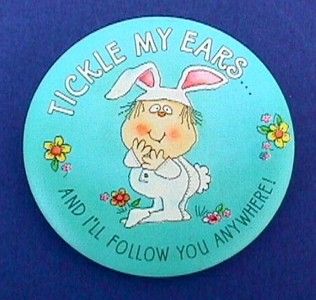 Hallmark Pinback Easter Rabbit Caption Tickle My Ears Funny Bunny