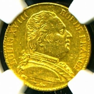 1815 A FRANCE LOUIS XVIII GOLD COIN 20 FRANCS* NGC CERT GENUINE SCARCE