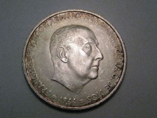  Pesetas PTAS Silver Coin Francisco Franco Caudillo de Espana