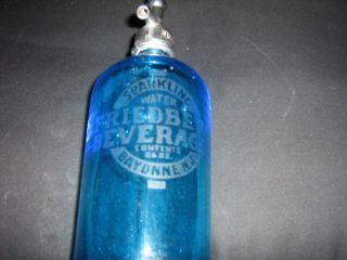 Antique Seltzer Bottle Friedberg Beverages Bayonne New Jersey Blue