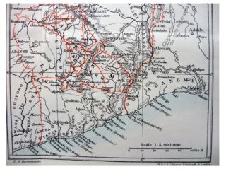 1886 Basel Missionaries   GOLD COAST   VOLTA BASIN   COLOR ROUTE MAP
