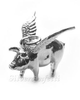 Sterling Silver Flying Pig with Wings not A Myth Beautiful Charm or
