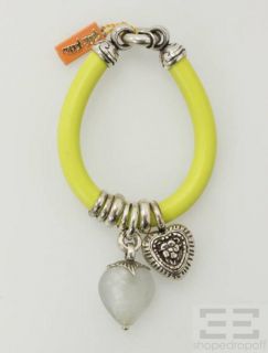 Folli Follie Chartreuse Silver Heart Charm Bracelet New