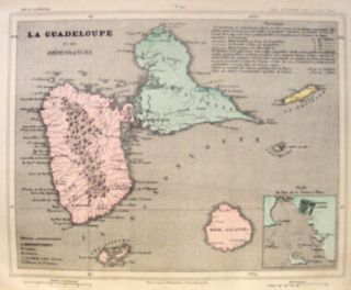 GUADELOUPE MARIE GALANTE 1864 Antique French Map
