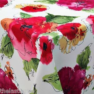Food Network Floral Stain Resistant Summer Picnic Tablecloth Pink Red