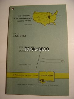 1956 Galena Illinois Telephone Book IL Directory Phone Residential