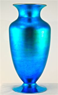  Antique Large Steuben Blue Aurene Vase 3295 by Frederick Carder