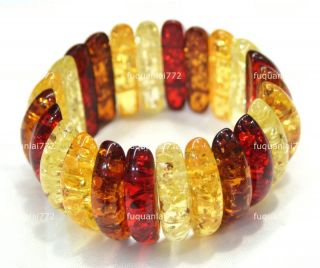 RARE in Pressed Tibetan Amber Bangle Stretchy Bracelet 24