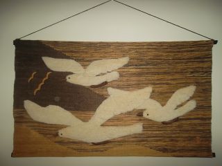 VINTAGE DON FREEDMAN HAND WOVEN TEXTILE SEAGULLS WALL HANGING