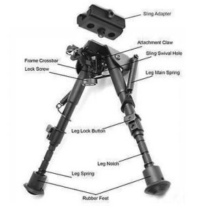 ADJUSTABLE PRECISION 6 9 Bipod Fore grip Metal mount sling adapter fit