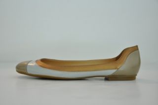 French Sole Metallic Leather Wedgewood Colorblock Ballet Flats Size