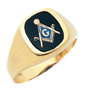  Back 10K or 14k Yellow or White Gold Masonic Freemason Ring