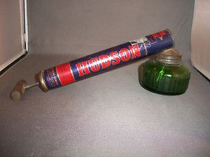  Hudson Pump Garden Bug Insect Sprayer Duster Green Glass Bottle
