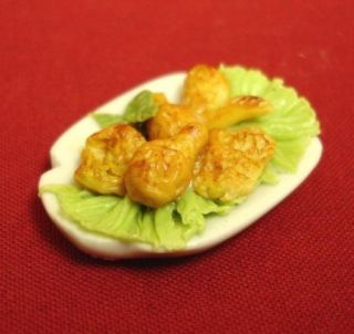  Dollhouse Miniature Fried Chicken Platter Food