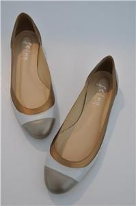 French Sole Metallic Leather Wedgewood Colorblock Ballet Flats Size