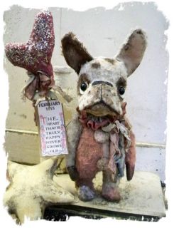 sweet shabby valentine frenchie a bobble head new design one of a kind