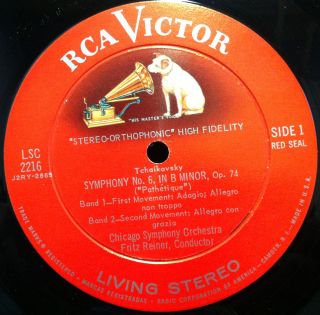 RCA Living Stereo SD FRITZ REINER tchaikovsky pathetique LP Mint  LSC