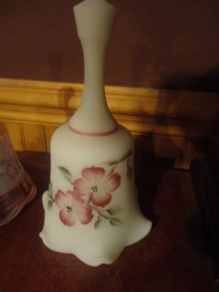 Fenton Bell Signed and Handpainted White with Flowers