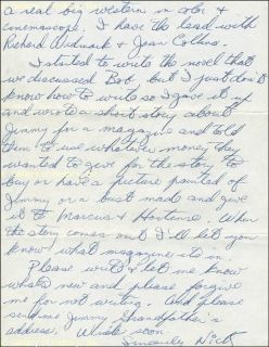 Nick The Rebel Adams Autograph Letter Signed 03 28 1956